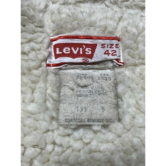 Levi's Vintage Thrashed Big E Sherpa Lined Corduroy Jacket Type 3 Size 42 - Picture 9 of 14